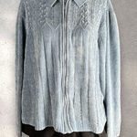 Alfred Dunner  Zip-Up Chenille Collared Cardigan Women’s L Light Blue Cable Knit Photo 0