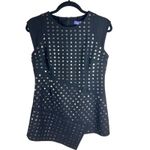 Vivienne Tam Black Wool Blend Sleeveless Top Metallic Sequins Fits Medium Photo 10