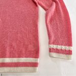 Talbots  Pink White Linen V Neck Sweater Size‎ MEDIUM Preppy Lightweight Photo 2