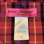 Betsey Johnson Intimates cotton flannel plaid ruffle roll tab sleep shirt M Photo 3