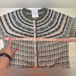 Appleseeds Small New Cardigan Sweater Wool Blend Cottagecore Nordic Fair Isle Blue Photo 2