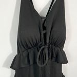 SheIn Black Women’s Ribbed Cutout Ruffle Waist Tie Back One Piece Swimsuit 1XL Photo 1