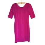 LDT Quiet Luxury 3/4 Sleeve Sheath Dress Size 0 Pink Fuschia Career Barbie Event Photo 2
