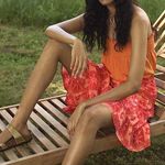 Anthropologie Danielle Duer Tiered Mini Skirt Pink XS Photo 0