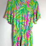 Lilly Pulitzer Madilyn romper tiki print royal lime green XS Photo 4