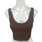 Aritzia Babaton Brown Sleeveless Scoop Neck Cami Camisole Tank Crop Top Size L Photo 0