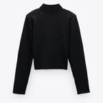 ZARA NWT Sweatshirt With Padded Shoulders Black Photo 4