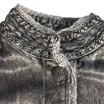 Vintage 90s Flashback Embroidered Metallic Gray Beaded Vest Floral Detail Boho Photo 1