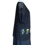 Vintage 90s Teddi Black Embroidered Floral Dress Crochet Cardigan Set Size M/L? Size L Photo 7