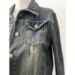 Y2k Double Edition Grunge Distressed Cropped Denim Jacket Size L Dark Blue Wash Size L Photo 13