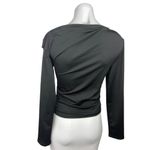 Women's Black One Shoulder Neck Stretch Long Sleeve Fitted Blouse Top Size S Photo 1