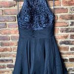 Alberto Makali Black Sleeveless High Neck Embroidered Mini A-Line Dress Size 12 Photo 0