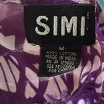 Simi Women's M Purple Cotton Top‎ Indian Bohemian Boho Chic Casual Embroidered Size M Photo 4