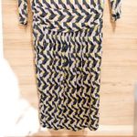 Boden USA Boden Womens Dress Sz 10 Long Geometric Print‎ Midi Ruched Waist Mod Retro Artsy Photo 3