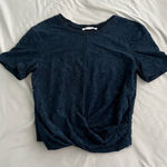 ZARA Navy Blue Sheer Floral Lace Top Photo 0