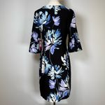 Vince Camuto New! Black Blue Purple Floral 3/4 Bell Sleeve Dress Women’s Size 4 Photo 3