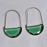Elegant Teal Blue Green Gold Hoop Statement Earrings great gift new modern Photo 0