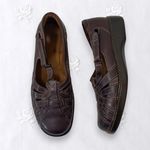 Auditions Vintage Dark Brown Leather Platform Cutout Loafer Sandals Size US 8.5 Photo 1