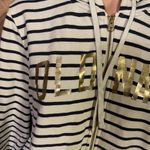 Old Navy Women’s XL Striped Gold Foil Letters Zip Up Hoodie Photo 3