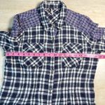 Free People  Plaid Button Up Shirt Long Sleeve Mixed Print Top Size L Photo 7