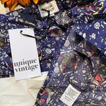 Unique Vintage NWT Retro Navy Mushroom and Rooster Dress MEDIUM Photo 8