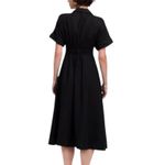 Madewell NWT  Pleated Midi Shirt Dress 100% Linen Black Size Medium Photo 2