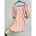 Ministry Of Style Puff Sleeve Smocked Back Mini Dress Peach Pink Women's Size 6 Photo 2