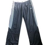 Adidas Originals Black Mesh Lined Track Pants Sz. M 3 Stripes Black Snap Pockets Photo 0