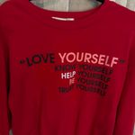 Wound Up Red 'Love Yourself' Sweatshirt Women's Size M (7-8) EUC Photo 2