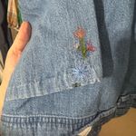 VTG Bobbie Brooks Womens Shirt Jacket L Blue Denim Button Up Floral Embroidery Size L Photo 6