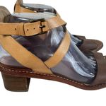 Via Spiga Leather Two Tone Strappy Wooden Heeled Open Toe Sandals Women's Size 9 Brown Photo 1