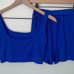 SheIn Blue Ribbed Tank and Shorts Set Photo 0