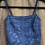 Aerie Show Off Winter Express Lace Corset Bra Top Blue Small NWOT Photo 0