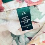 Ralph Lauren Lauren  100% Linen Button Up Top Floral Size 2X Coastal Feminine Photo 5