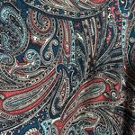 Talbots  Teal Paisley Stretch Shirred Blouson‎ Midi Dress Size L Large Classic Photo 4