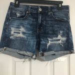 American Eagle  super‎ super stretch X midi cuffed jean shorts ripped women’s 6 Photo 0