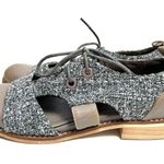 Mixed Media Tweed Lace Up Leather Loafers Shoes Size 6 Gray Photo 2