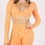 Paragon RecStretch DesB Infinite Long Sleeve Bra Orange Creamsicle Crop Top M Photo 0