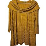 Womens Gold Relaxed Fit Sweater Cowl Neck Top Handkerchief Hem Size PL U Photo 5