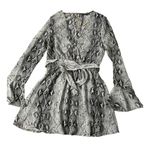 Boohooo Gray & Black Animal Print Bell Sleeve Dress Size 16 NWT | 44-35 Photo 0