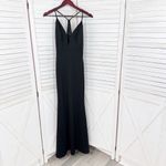 Lulus  Amelia Plunge Neck Racerback Sleeveless Maxi Dress Evening Gown Black XS Photo 7