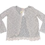 Altar'd State NEW Altar’d State Open Back Crochet Trim Woven Long Sleeve Sweater size Medium Photo 3