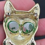 Vintage A.J.C. Signed Egyptian Cat Green Eyes Gold Photo 5