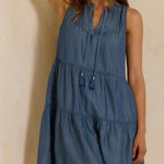 Tommy Bahama  Tencel Lyocel Chambray Split Neck‎ Cover Up Dress medium boho Photo 0