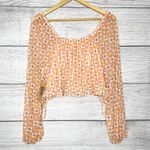 Steve Madden NWT Madden NYC Orange Retro Floral Cropped Keyhole Top with Long Sleeves Size XL Photo 11