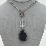 Ann Taylor  Factory Long Necklace Dark Blue Goldstone Pendant Boho Statement Photo 0