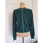 BP  Women's Split Neck OSR Cropped  Thermal Knit Henley Shirt Green Moss Size S Photo 1