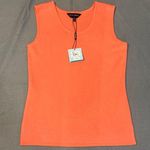 Ming Wang NWT Orange Sleeveless Tank Top XS Knit Scoop Neck Side Slits Layer Photo 0
