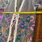 Sheer Bohemian Embroidered Coverup Kimono Women’s Size Large White Photo 5