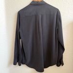 Equipment  Femme Signature Silk Long Sleeve Collar Shirt 100% Silk S Black / Gray Photo 5